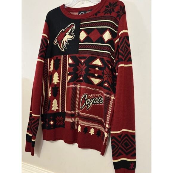 Arizona Coyotes NHL Patches Ugly Crew Neck Knit Sweater Hockey Mens Medium - Picture 7 of 9